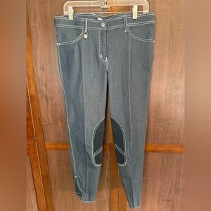 Women’s Black Ponte Riding-Style Leggings with Knee Patches